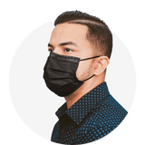 Black, ASTM Level 3 Disposable Face Mask with Earloops, Size: Regular