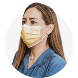 Yellow, ASTM Level 3 Disposable Face Mask With Earloops, (Box of 50),  Size: Regular