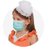 Kids, Green, ASTM Level 3 Disposable Mask with White Earloops, (Box of 50)